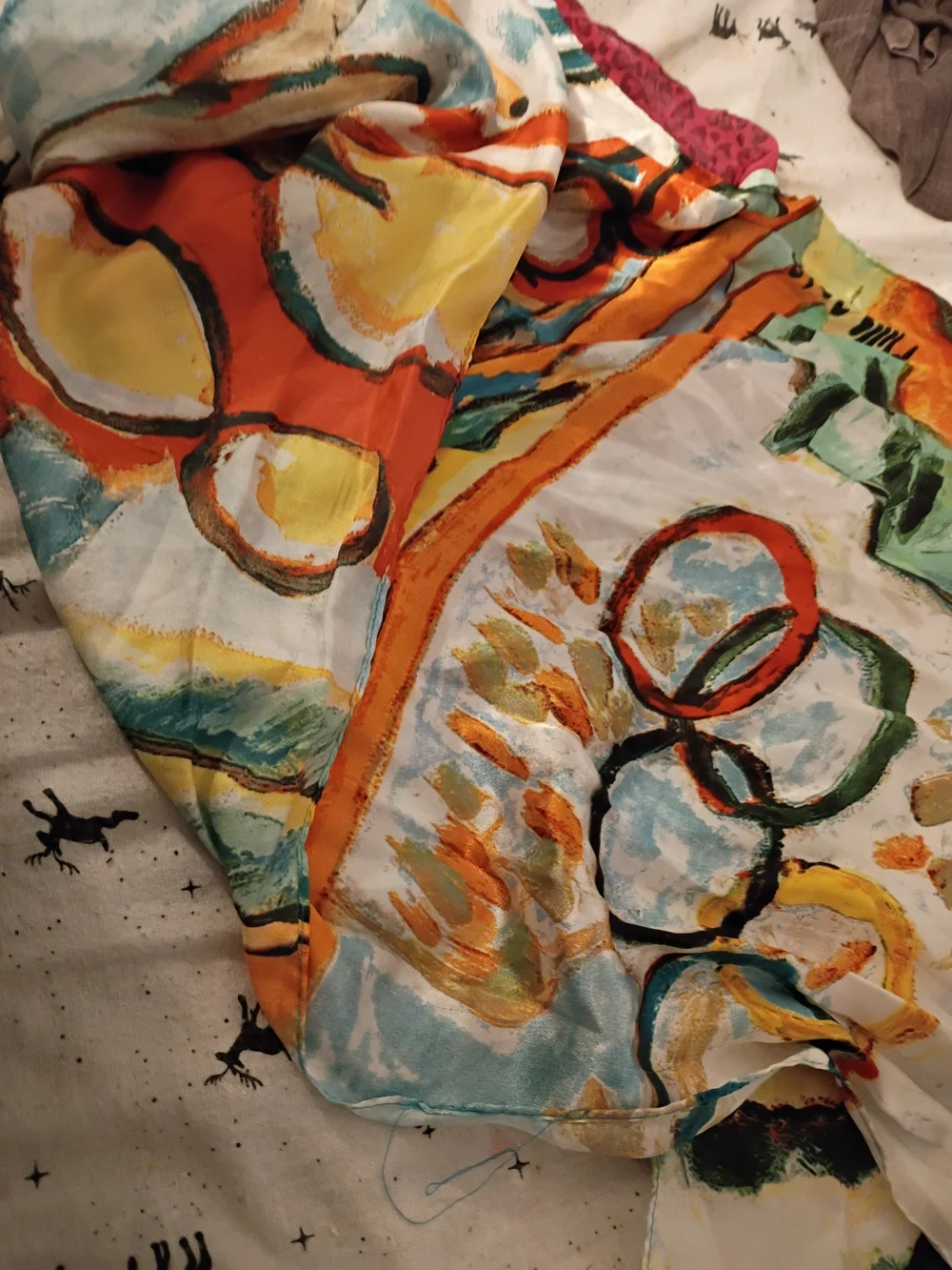 Colorful Native AmericanPrinted Home Accent Fabric - Silk Scarf